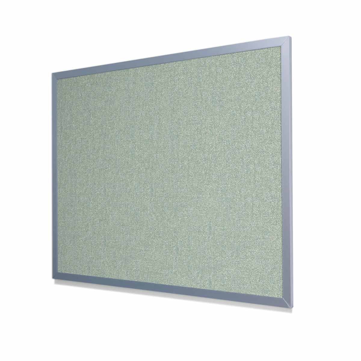 Type II Woven Vinyl Koroseal Linden II Mint Cork Board with Light Aluminum Frame